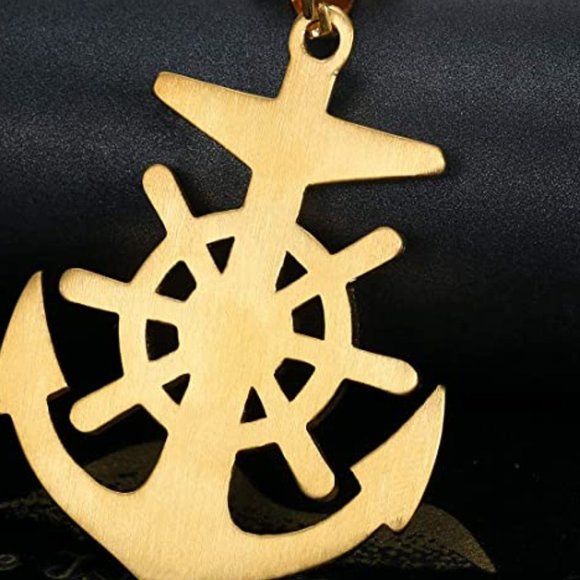 18k Gold Plated Nautical Anchor 24 inch chain - Picture 3 of 5